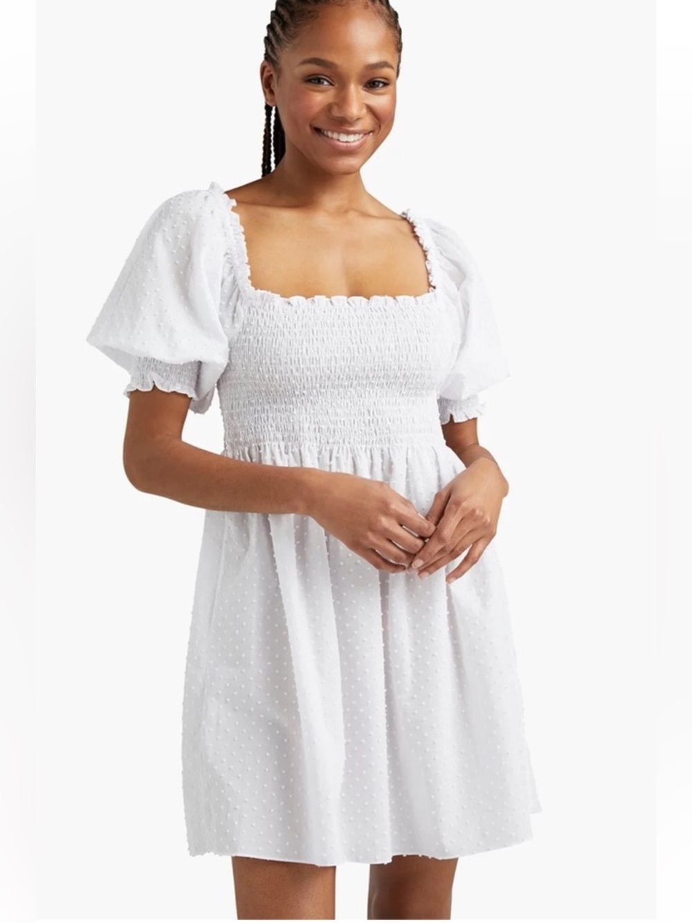 HILL HOUSE HOME The Athena Nap Dress White Swiss Dot Size S Small NWT